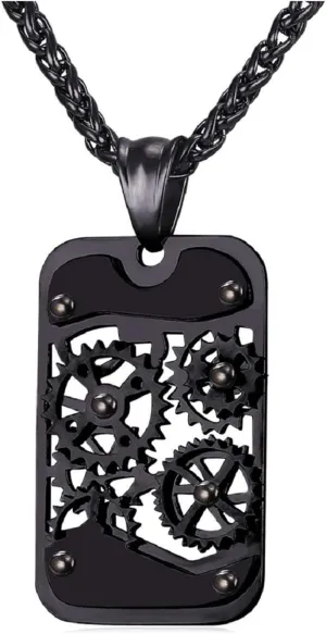 U7 Punk Necklaces Stainless Steel 18K Gold Plated Large Hip Hop Dagger/Knife/Sword/Steampunk Gear/Large Razor Blade Pendant Necklace for Men Women, Chain 22-24 Inches