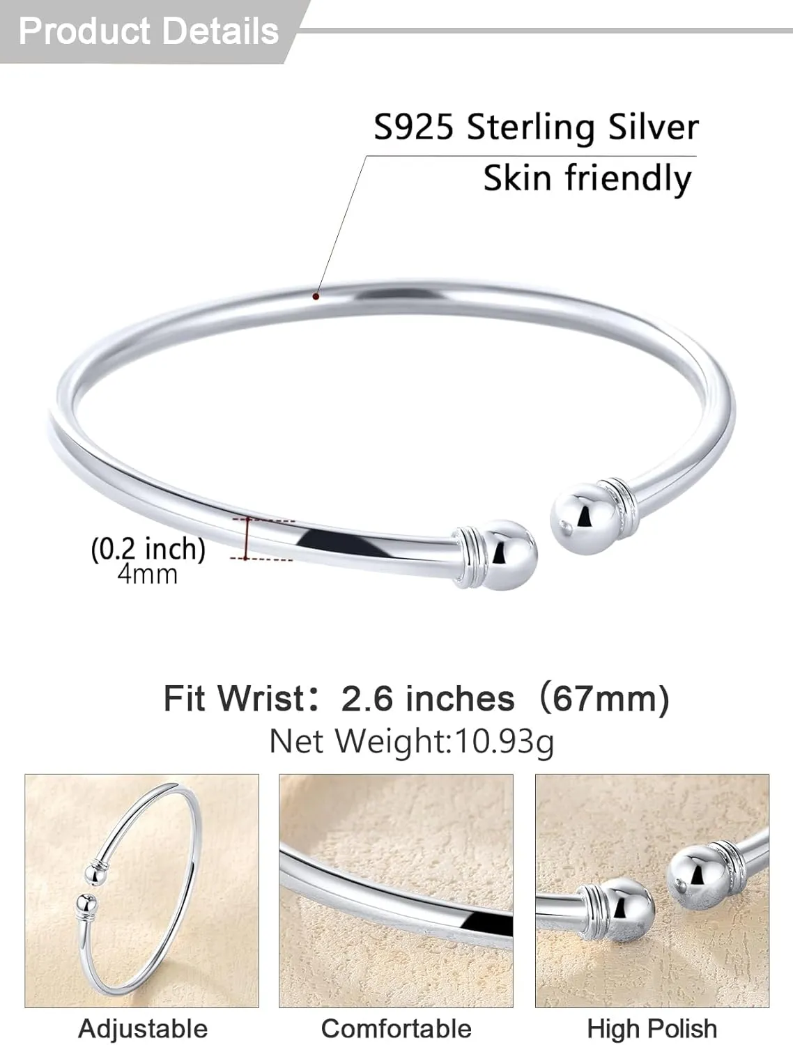 U7 Unisex Simple Cuff Bracelet 18K Real Gold Platinum Plated Fine Bracelets Fashion Jewelry Open Bangle Cuff Bracelets, Twisted or Heart Style