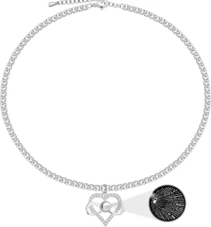 Uloveido 100 Languages I Love You Charms Sparkling Cubic Zirconia Tennis Necklace Fake Diamond Chain Choker Necklaces for Women 13/14/ 16 Inches