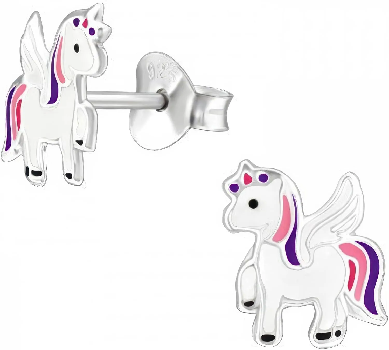 Unicorn Sterling Silver Tiny Stud Earrings, Cartilage Tragus Helix Second Piercing Jewelry