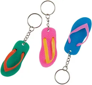 Unique & Fun Flip Flop Keychains - 6-Pack - Trendy, Durable & Lightweight Summer Accessory