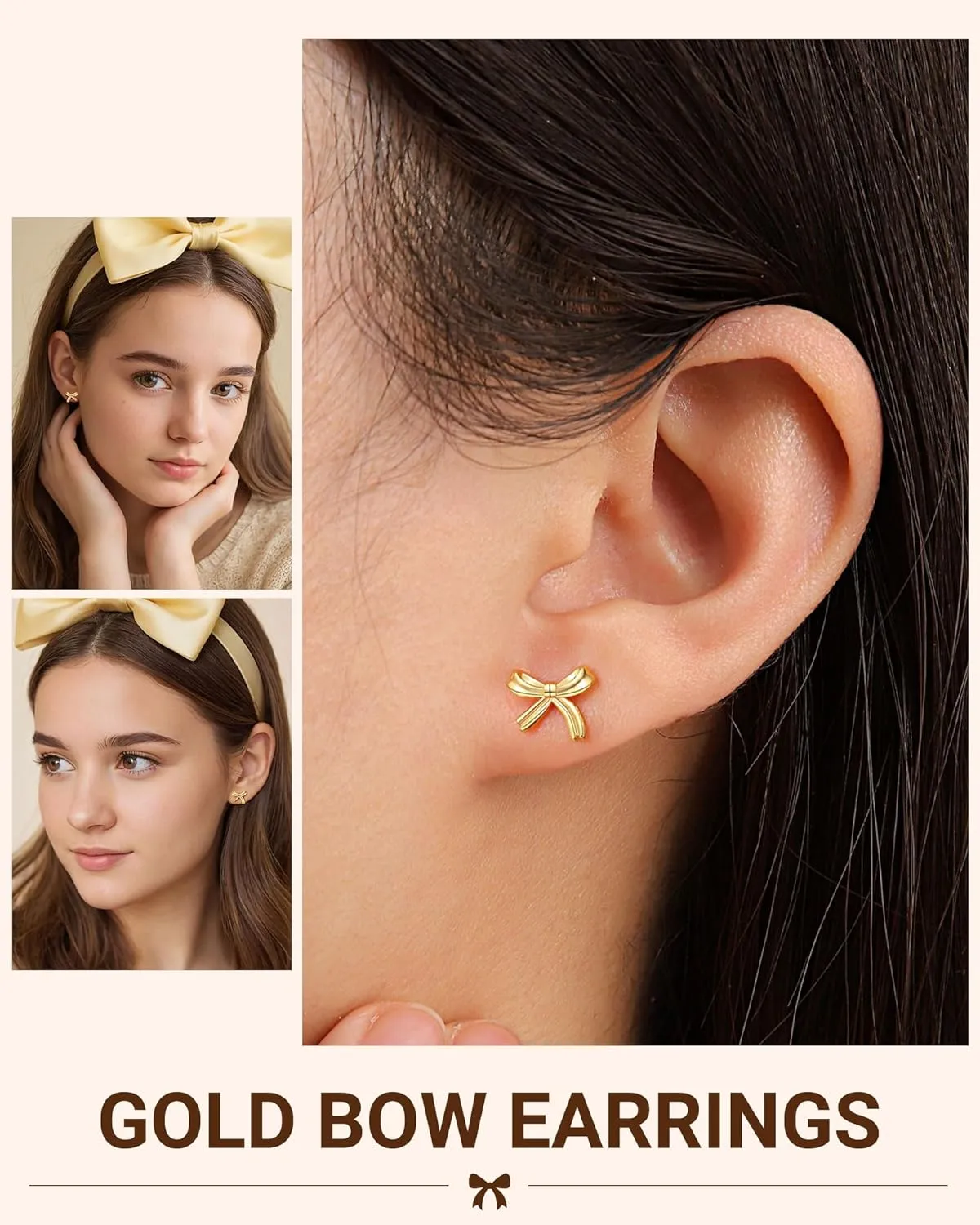 UPROMI Hypoallergenic Gold/Silver Bow Earrings Granddaughter, Birthday Christmas Valentines Day Gifts