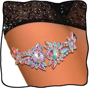 Urieo Rhinestone Leg Chain Sexy Thigh Chain Sparkly Crystal Body Jewelry Nightclub for Women