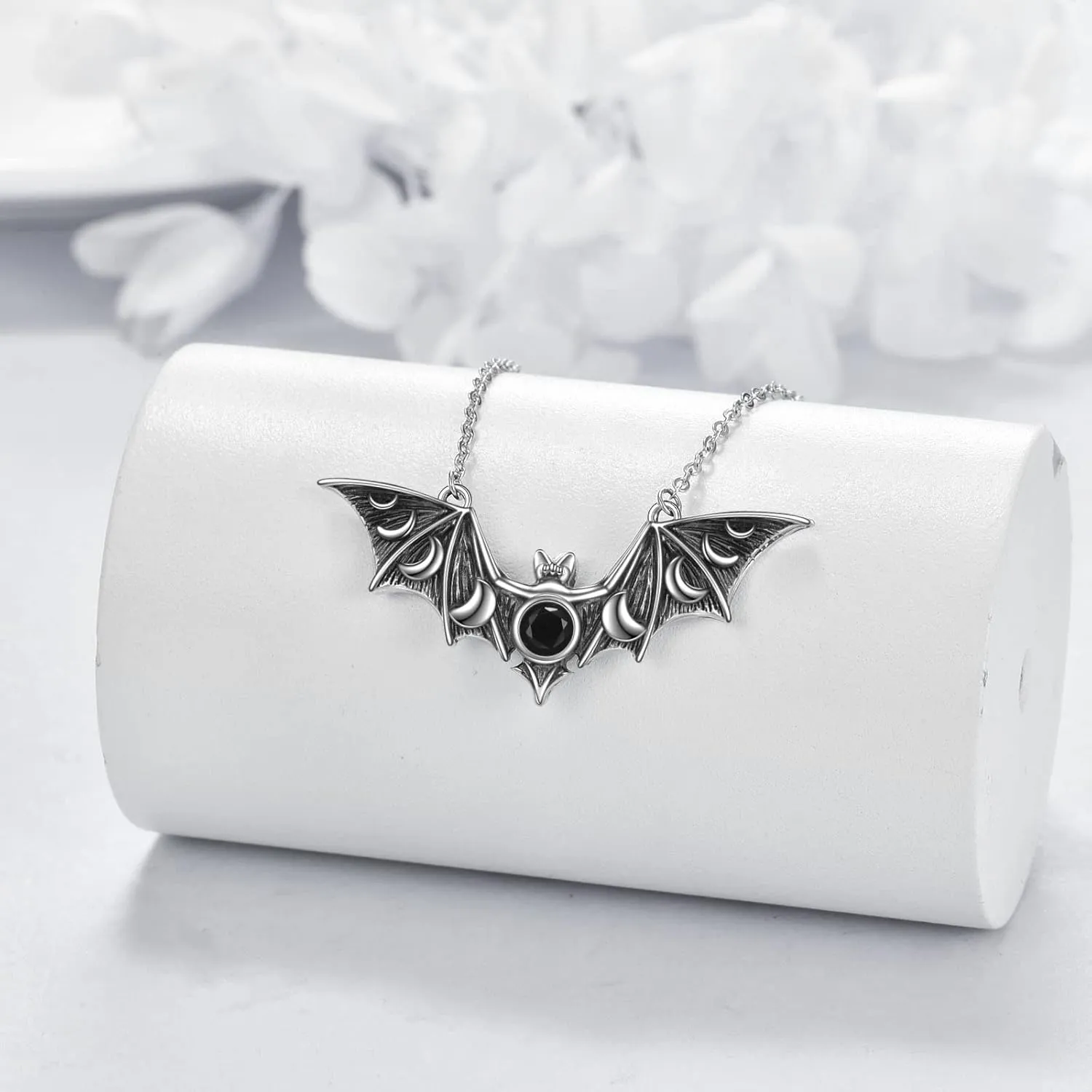 URONE Halloween Necklace Sterling Silver Bat/Moth Necklace Fun Halloween Jewelry Gift for Women