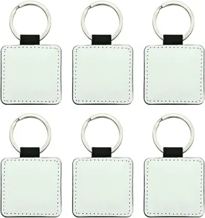 Valyria Sublimation Keychain Blanks, 6pcs PU Leather Keychain Blanks Bulk 2025 Christmas Ornaments Sublimation Blank Keyrings