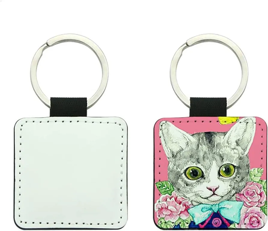 Valyria Sublimation Keychain Blanks, 6pcs PU Leather Keychain Blanks Bulk 2025 Christmas Ornaments Sublimation Blank Keyrings