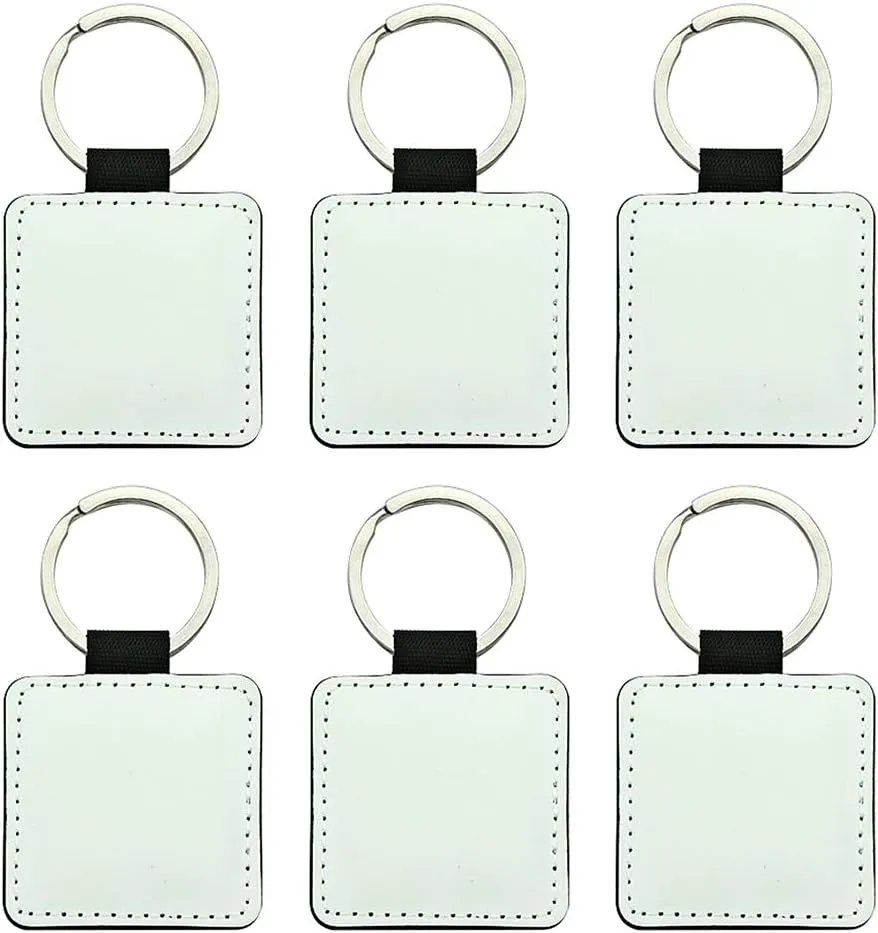 Valyria Sublimation Keychain Blanks, 6pcs PU Leather Keychain Blanks Bulk 2025 Christmas Ornaments Sublimation Blank Keyrings