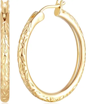 Verniflloga14K Gold Hoop Earrings Gold Earrings Womens Hoop Earring Jewelry Timeless Elegance 25 MM/ 30 MM
