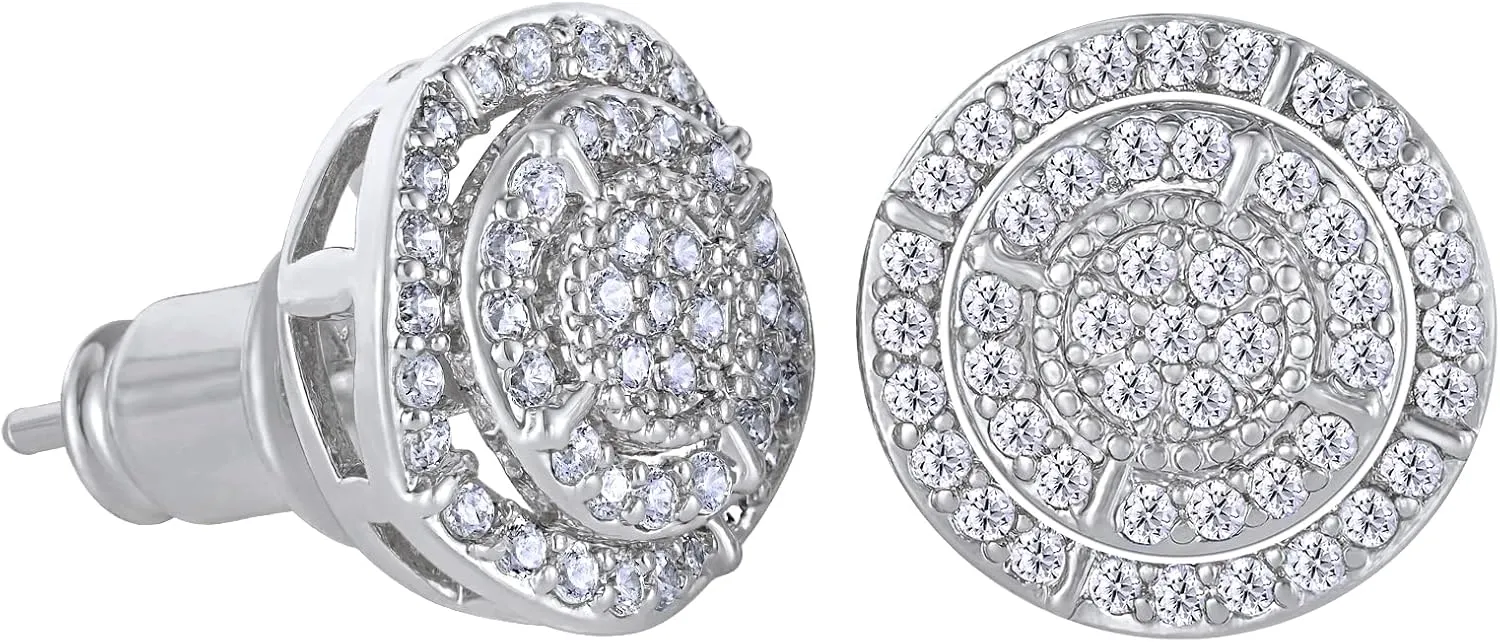 VEXXS S925 Diamond Stud Earrings for Men, 14K Real Gold Plated 5A CZ Stones Iced Out Earrings 925 Sterling Silver Studs for Men Women Hypoallergenic Earrings