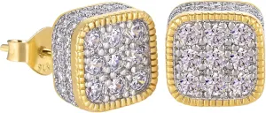 VEXXS S925 Diamond Stud Earrings for Men, 14K Real Gold Plated 5A CZ Stones Iced Out Earrings 925 Sterling Silver Studs for Men Women Hypoallergenic Earrings