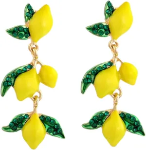 Vintage Handmade Fruit Lemon Earrings Unique Fun Statement Cute Creative Dangle Earrings Women Fashion Jewelry