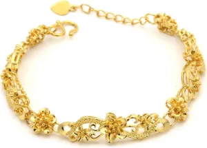 VJOSA Fashion Simple 18K Gold Plated Flower Charm Bracelet Adjustable Link Chain Bracelet
