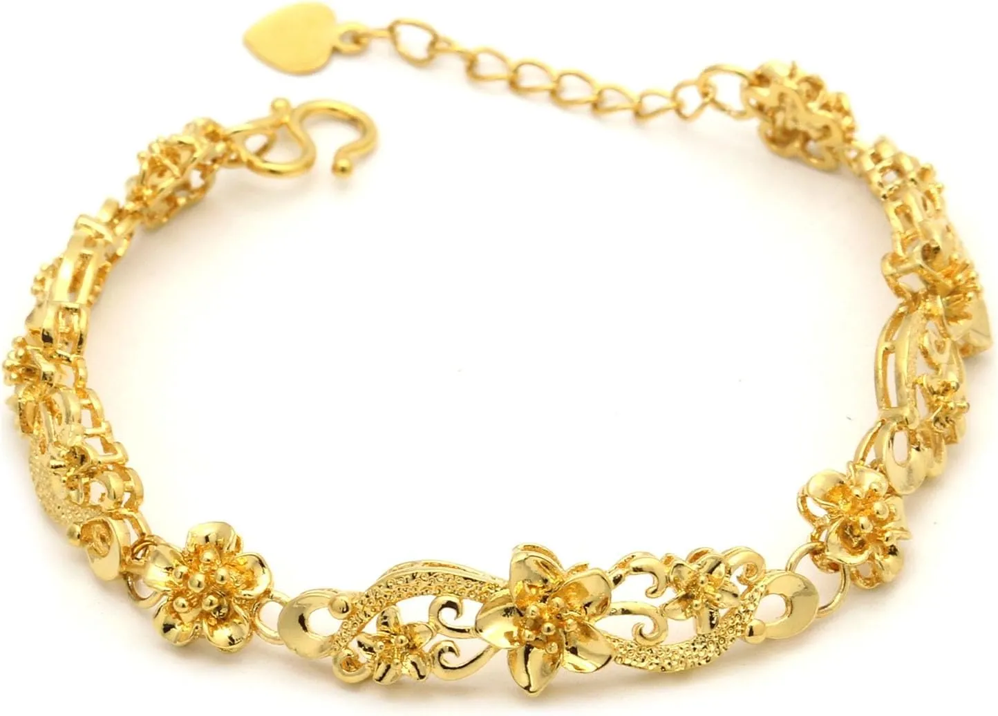VJOSA Fashion Simple 18K Gold Plated Flower Charm Bracelet Adjustable Link Chain Bracelet