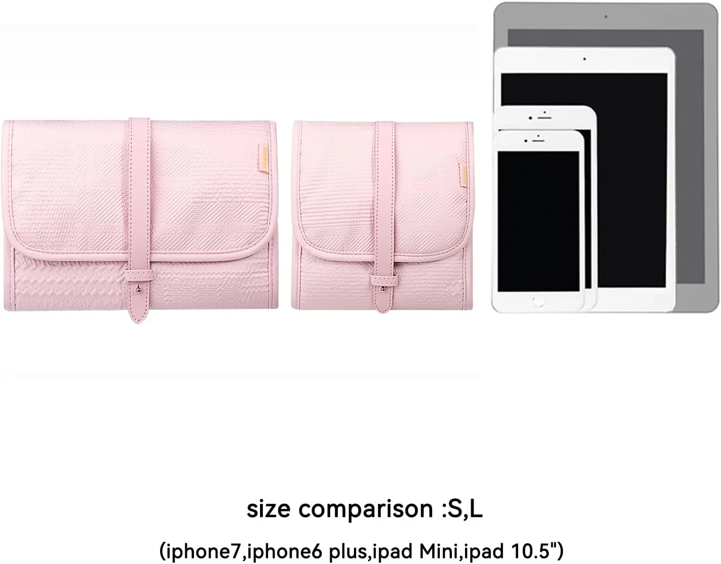 Voova Travel Jewelry Holder Organizer Case, Small Jewelry Storage Bag for Women Girls, Foldable Traveling Jewellery Pouch Roll for Necklaces Rings Earrings Bracelets, Mini, Light Pink