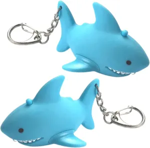 VOSAREA Flashlight Keychain Shark Design Animal Sound Keyring Cartoon Light Metal Plastic Key Holder