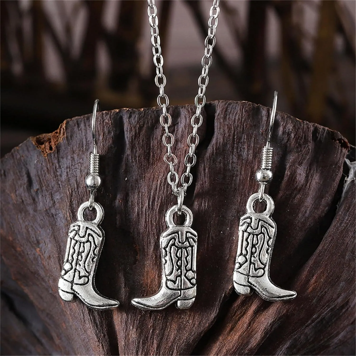 WCRAZYE Western Boots & Jewelry Set - Fun Country Earrings & Boot Hat Dangle Earrings