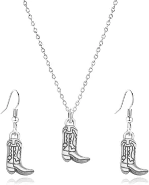 WCRAZYE Western Boots & Jewelry Set - Fun Country Earrings & Boot Hat Dangle Earrings