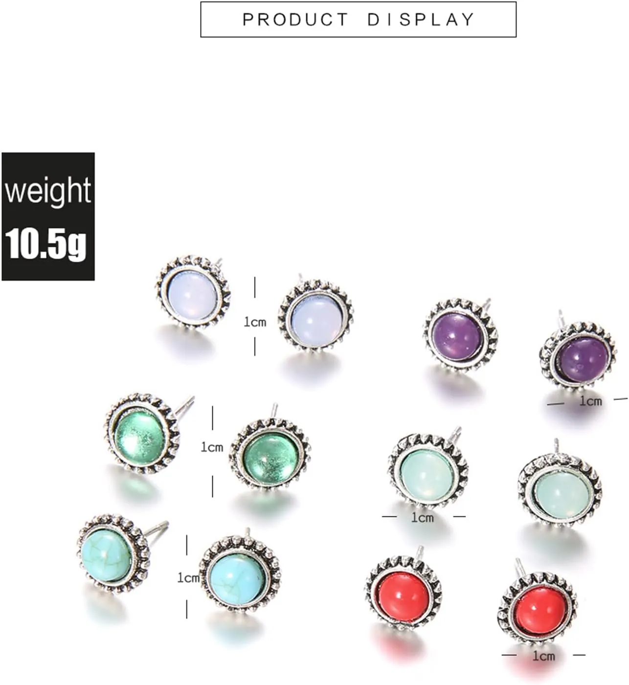 WCRAZYE Western Stud Earrings for Women Handmade Vintage Bohemian Silver Cowgirl Small Turquoise Geometric Studs Earrings Country Jewelry Gifts