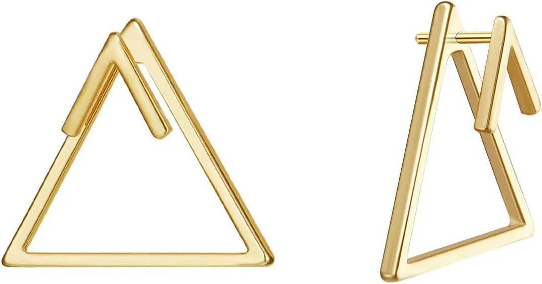 WEARON Stud Earrings for Women 14K Gold Plated Simple Hypoallergenic Small Ear Jewelry