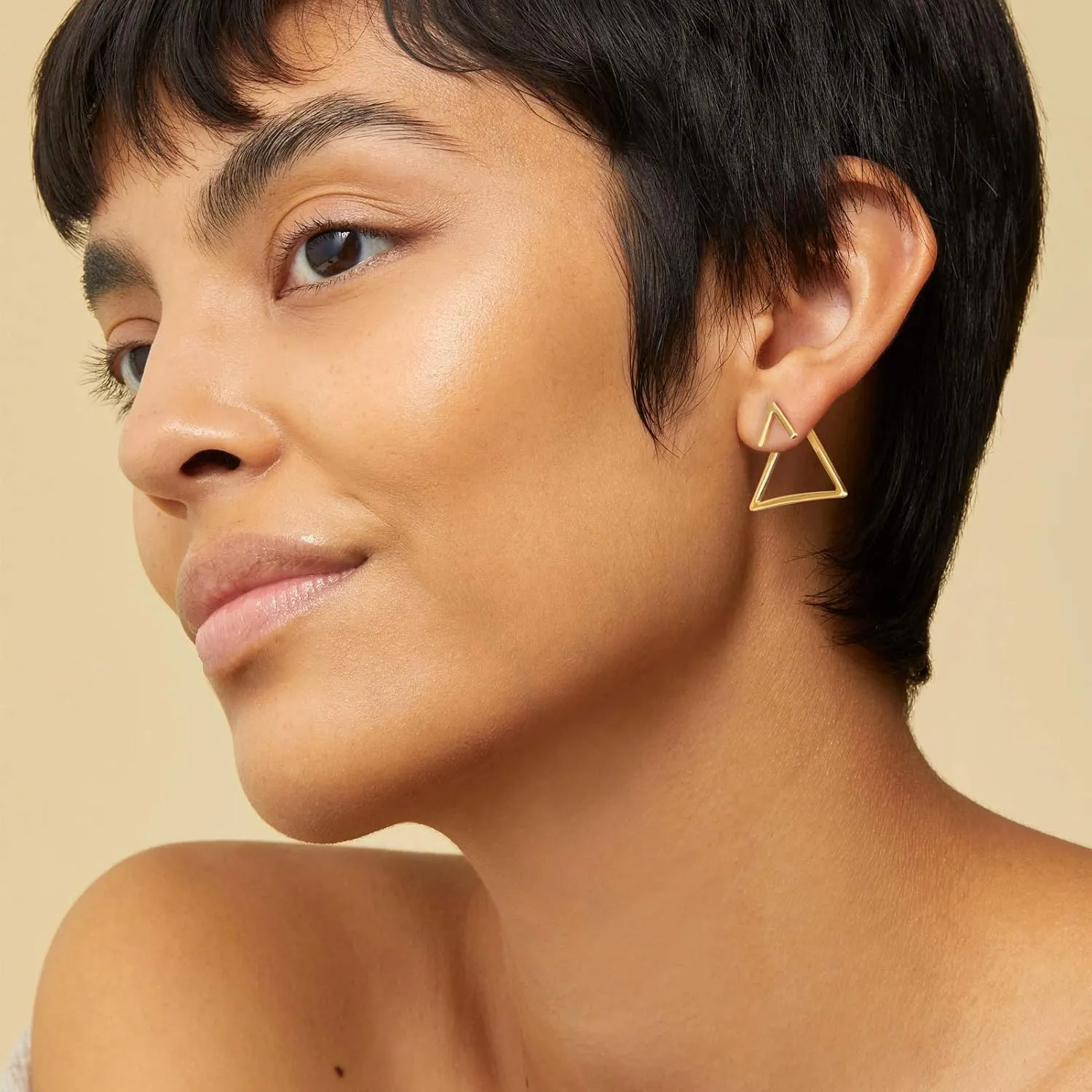 WEARON Stud Earrings for Women 14K Gold Plated Simple Hypoallergenic Small Ear Jewelry