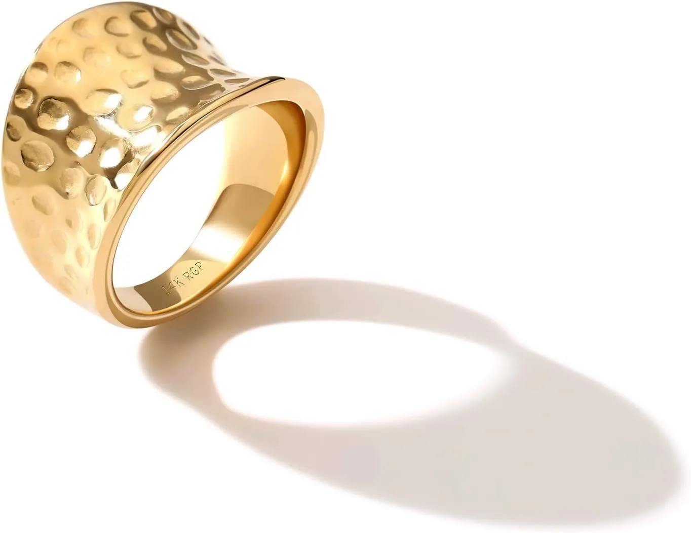 Wide Statement Hammered Band Rings for Women and MenHigh 14K Gold Plated Polish Large Thumb Index Full Finger Rinds Size 5-10Gold and Silver
