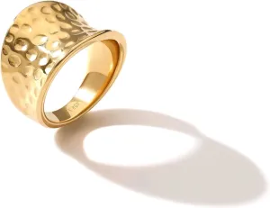 Wide Statement Hammered Band Rings for Women and MenHigh 14K Gold Plated Polish Large Thumb Index Full Finger Rinds Size 5-10Gold and Silver