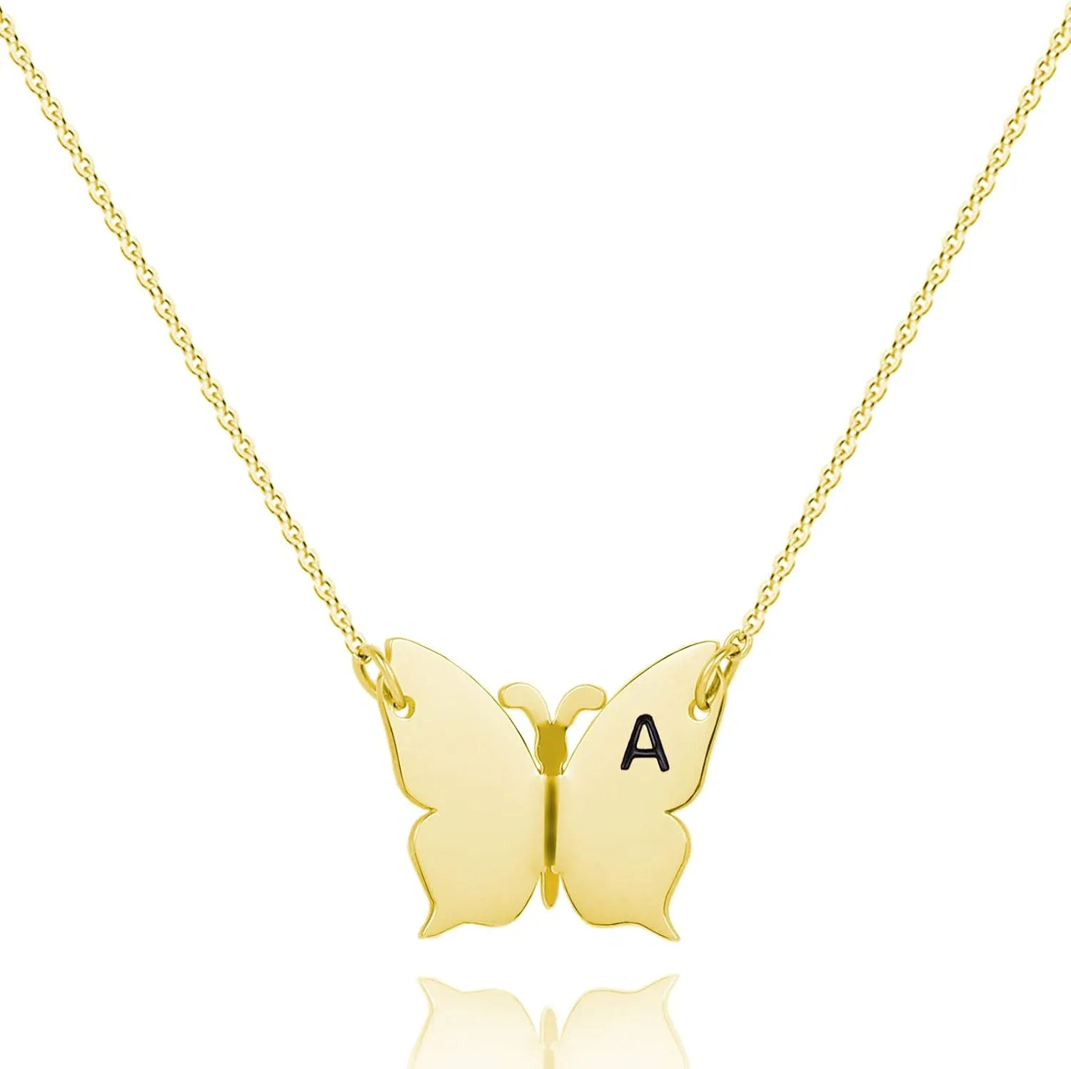 WIGERLON Butterfly Initial Necklace for Women Letter Pendant Necklaces for Girls Color Silver and Gold