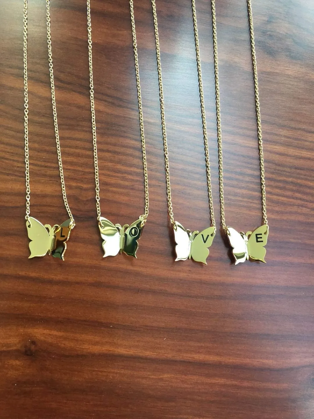 WIGERLON Butterfly Initial Necklace for Women Letter Pendant Necklaces for Girls Color Silver and Gold
