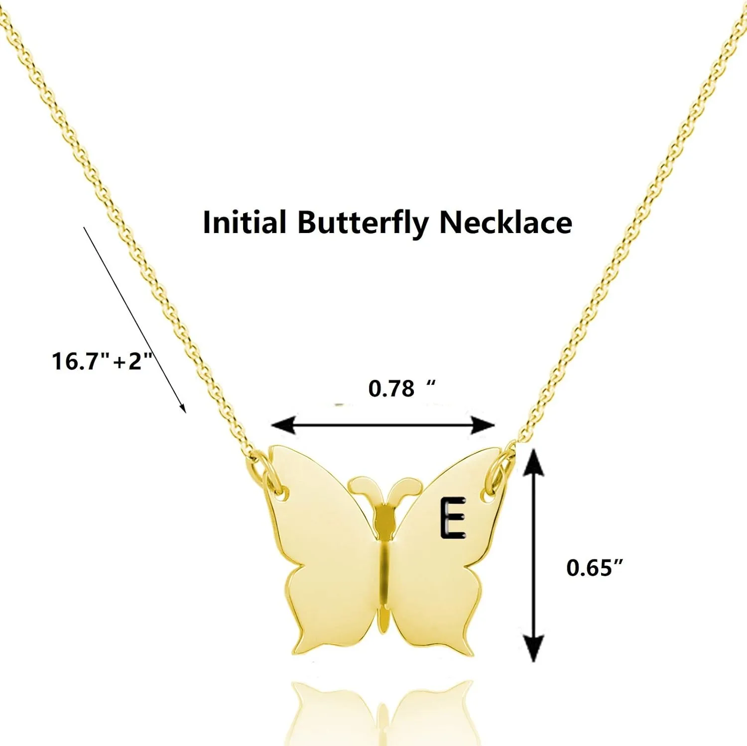 WIGERLON Butterfly Initial Necklace for Women Letter Pendant Necklaces for Girls Color Silver and Gold
