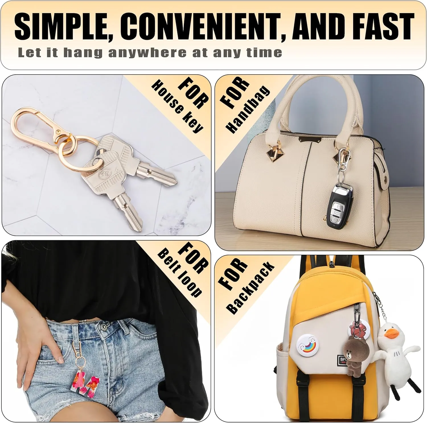 Wikavanli Metal Keychains Keyring Key Chain Ring Clip Holder Organizer for Home Car Keys Key Finder Women Men