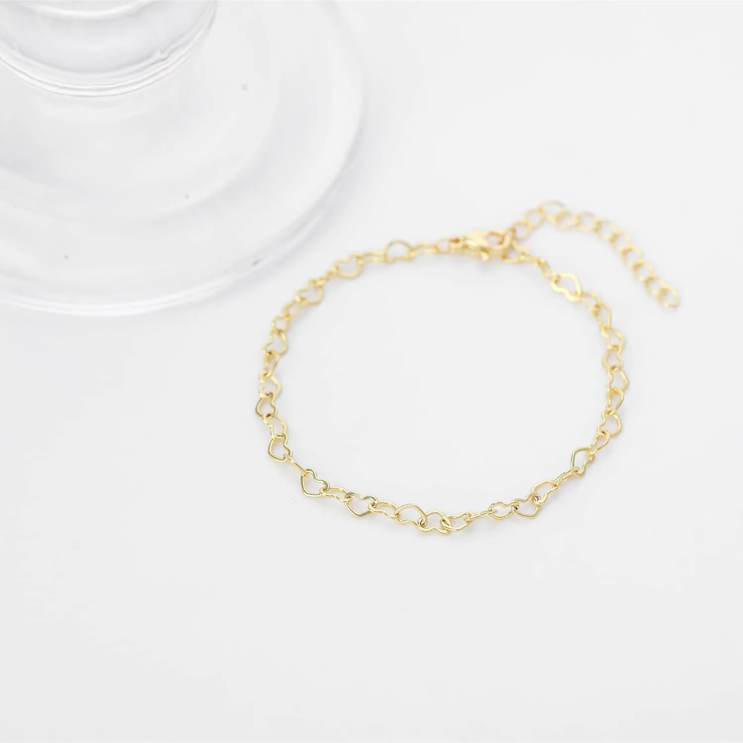 Womens Dainty Gold Chain Bracelet,Simple Layered Chain Bracelets,Beaded Turquoise Bracelet,Charm Crystal Bar,Heart,Karma,Triangle,Pearl Bracelets for Women