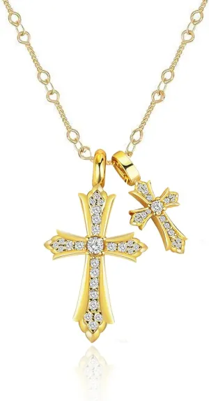 Women's Double Cross Necklace Gold Chunky Cross Necklace Celtic Cross Necklace Women Mens Gothic Cross Necklace Cz Trendy Chain Gold Plated Necklaces