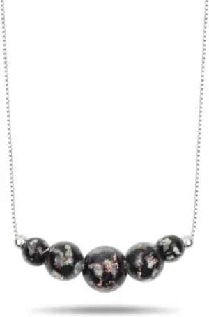 Women's Firefly Bead Luminous Necklace, Silver Plated Murano Glass Jewelry, Glow in the Dark Luminous Adjustable Women's Necklace