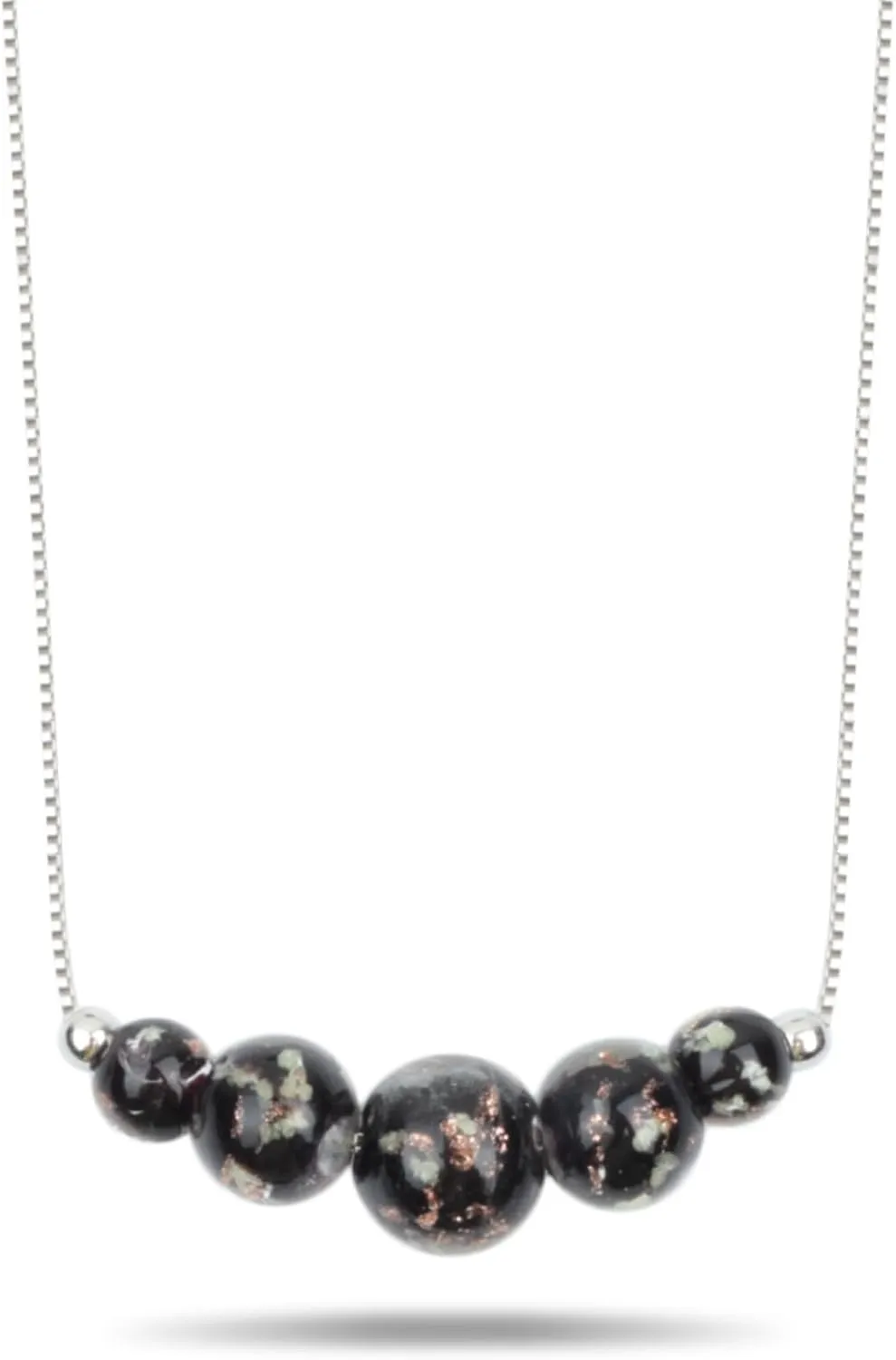 Women's Firefly Bead Luminous Necklace, Silver Plated Murano Glass Jewelry, Glow in the Dark Luminous Adjustable Women's Necklace