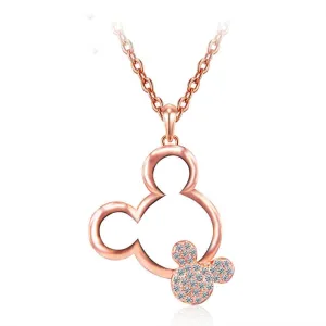 Women's Mickey Pendant Necklaces For Women Rose Gold Platinum Plated Mouse Charm Jewelry Necklace Wedding Gift (Rose Gold Plated)