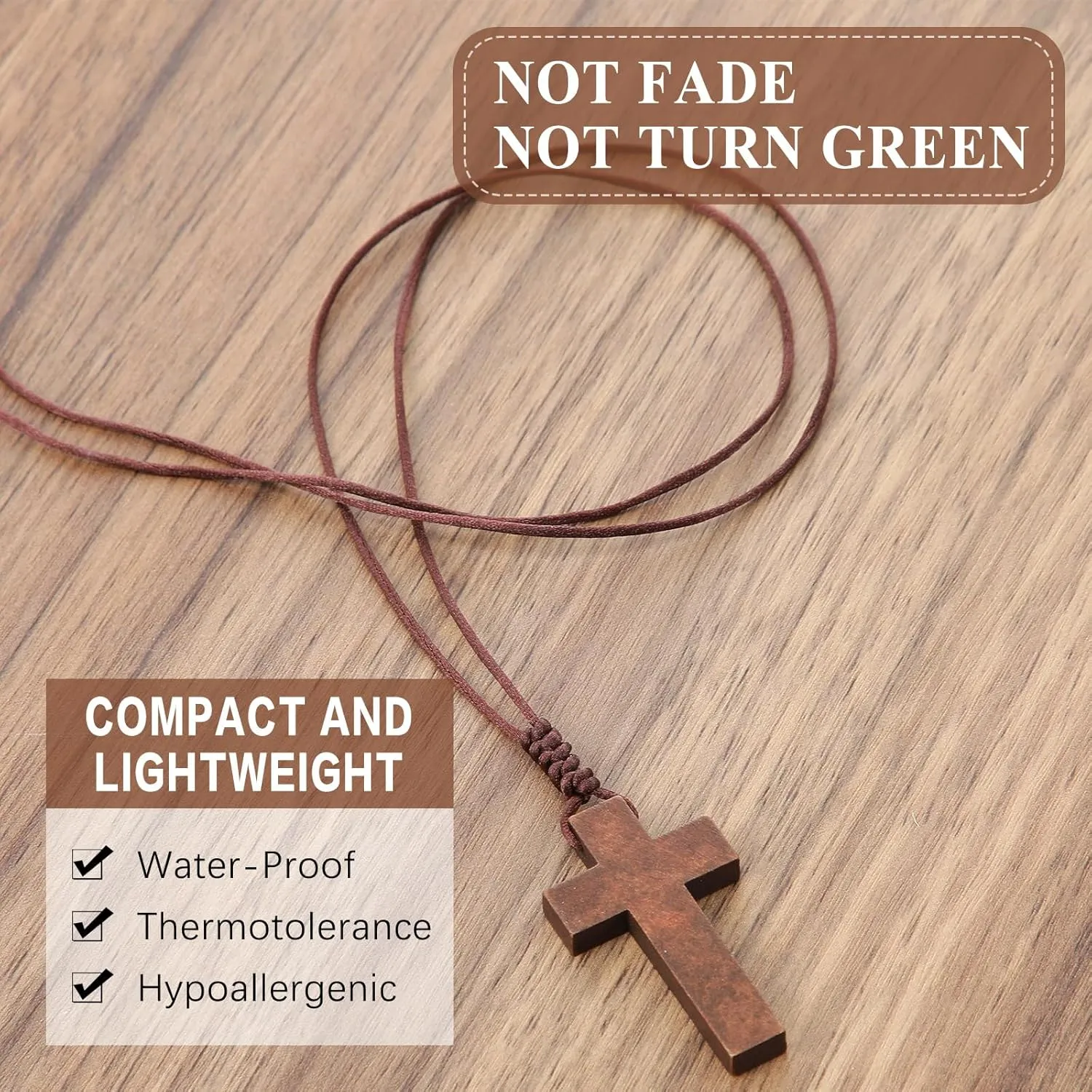 Wood Cross Necklace Bulk for Men Women Easter Bible Verse Party Favor Wood Cross Pendant Necklace Crucifix on Cord