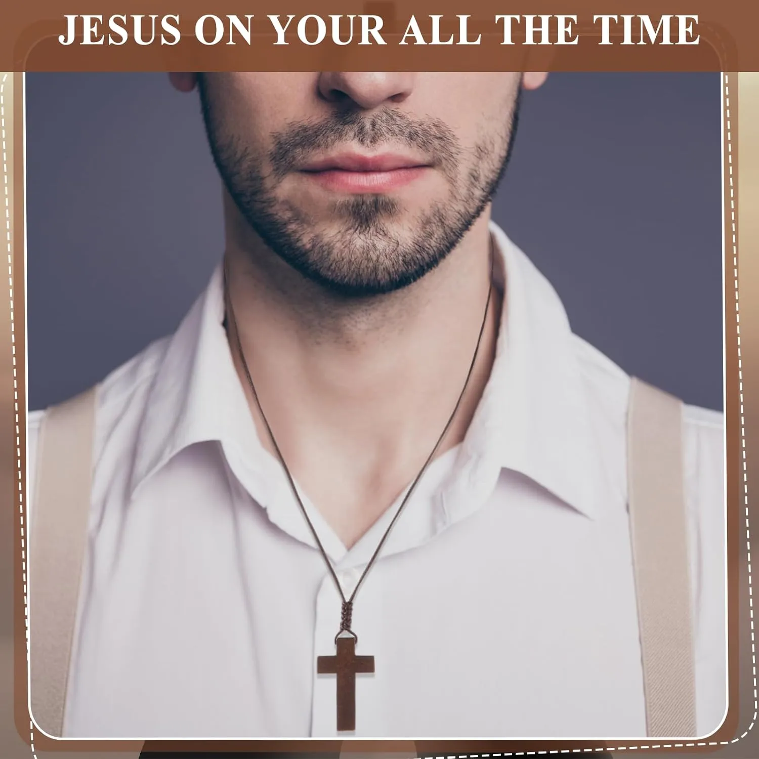 Wood Cross Necklace Bulk for Men Women Easter Bible Verse Party Favor Wood Cross Pendant Necklace Crucifix on Cord