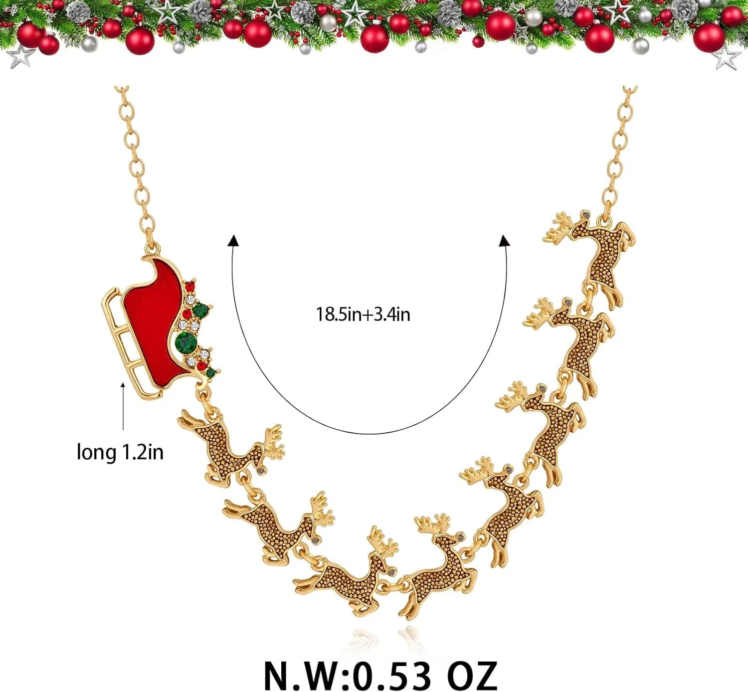 WOWORAMA Christmas Necklace for Women Colorful Christmas Light Necklace Long Christmas Tree Pendant Necklace Cute Christmas Reindeer Necklace Jewelry Xmas Party Favors