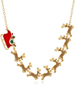 WOWORAMA Christmas Necklace for Women Colorful Christmas Light Necklace Long Christmas Tree Pendant Necklace Cute Christmas Reindeer Necklace Jewelry Xmas Party Favors