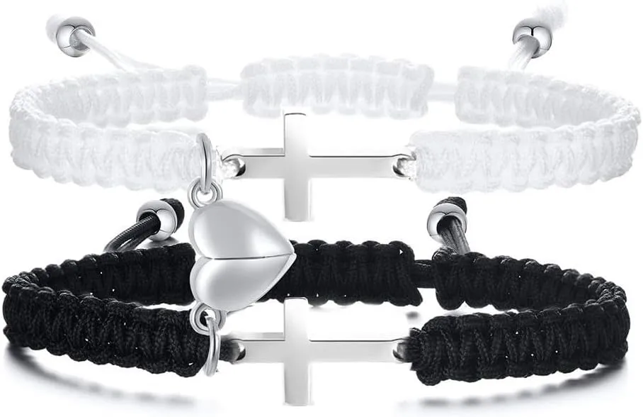 XAM Couples Love Infinity Bracelets Friendship Cross Braided Adjustable Handmade Couple Bracelets for Him and Her Bff Friendship Promise Valentines Gifts