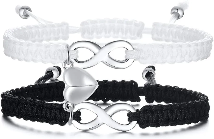 XAM Couples Love Infinity Bracelets Friendship Cross Braided Adjustable Handmade Couple Bracelets for Him and Her Bff Friendship Promise Valentines Gifts