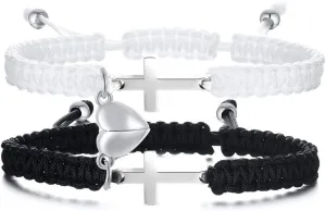XAM Couples Love Infinity Bracelets Friendship Cross Braided Adjustable Handmade Couple Bracelets for Him and Her Bff Friendship Promise Valentines Gifts