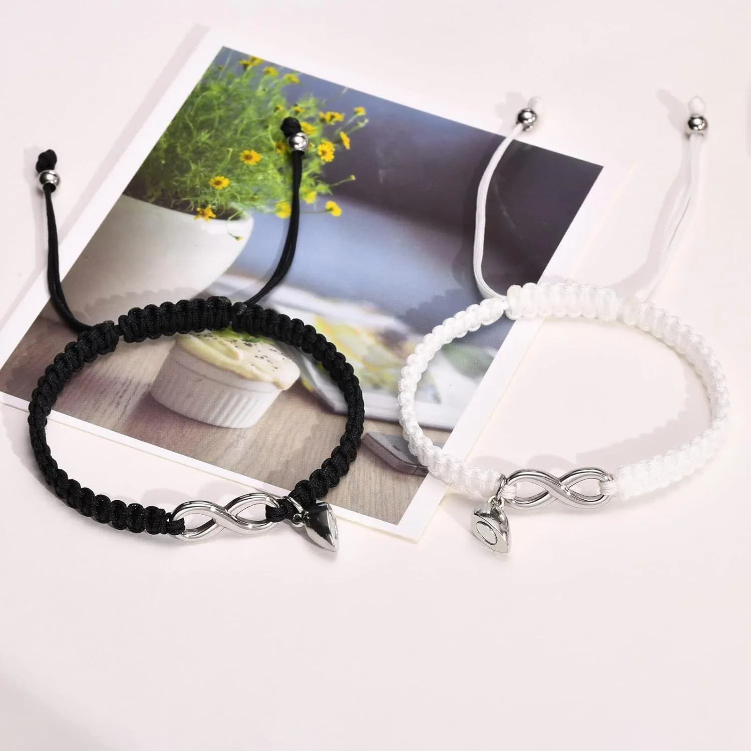 XAM Couples Love Infinity Bracelets Friendship Cross Braided Adjustable Handmade Couple Bracelets for Him and Her Bff Friendship Promise Valentines Gifts