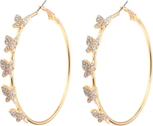 XOXO Butterfly Hoop and Stud Earrings Set, Gold-Plated, for Women