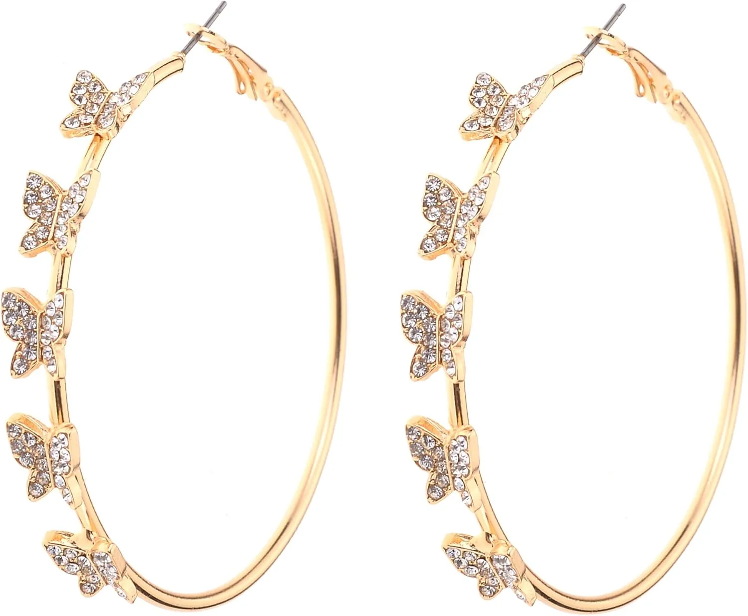 XOXO Butterfly Hoop and Stud Earrings Set, Gold-Plated, for Women