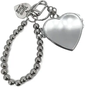 Y2K Keychain Wristlet Bag Charms Aesthetic Keychain Clip Silver Bead Chain Car Key Chain Purse Charms For Handbags Heart Mirror Pendant Key Chains Women Cute Keychain Accessories Purse Accessories