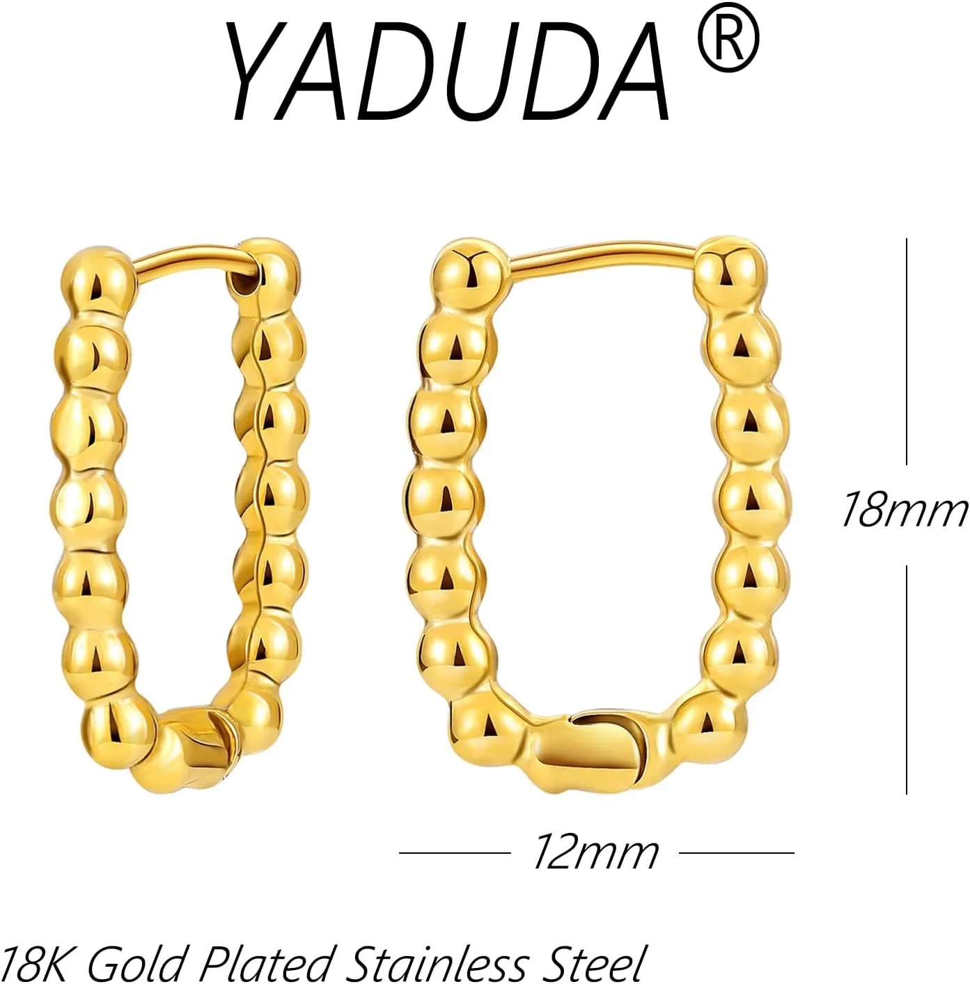 YADUDA Big Hoop Earrings for Women Large Gold Hoop Earrings Hypoallergenic Thick 18K Gold Plated Earring