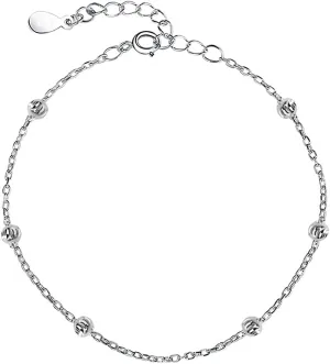 YALLNASL 925 Sterling Silver Ankle Bracelet for Women Adjustable Bead Ankets Bracelets for Women Adults Satellite Anklet Beach Bracelets Link Chain Bracelet