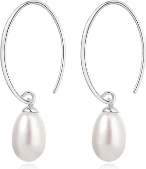 YAMI Pearl Drop & Dangel Earrings for Women, Freshwater/Saltwater Cultured Pearls in 925 Sterling Silver, Hypoallergenic Dangle Earrings, Elegant Everyday Jewelry Gifts for Her