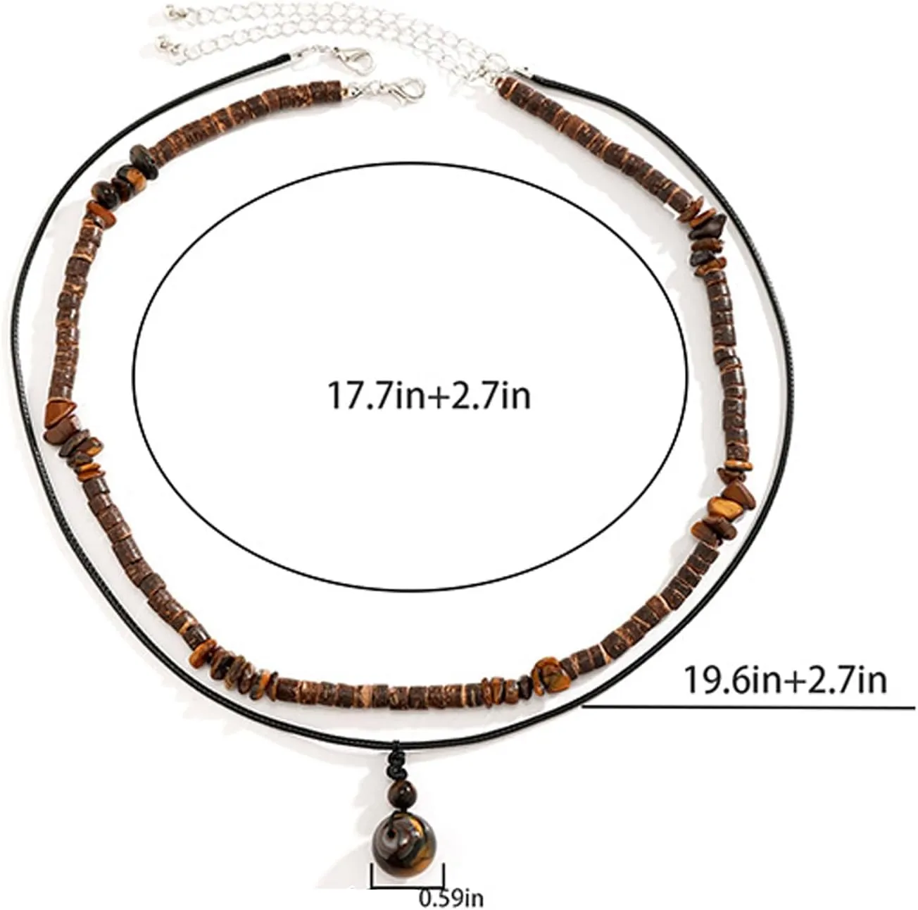 YANCHUN Necklace for Men Chains Puka Shell Black Beaded Necklaces Beach Seashell Necklace Jewelry for Men Birthday Father Day Gifts for Dad Husband